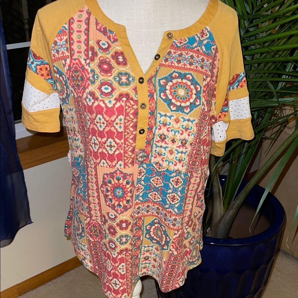 Cato Colorful Floral Button-Down Shirt - Picture 1 of 6